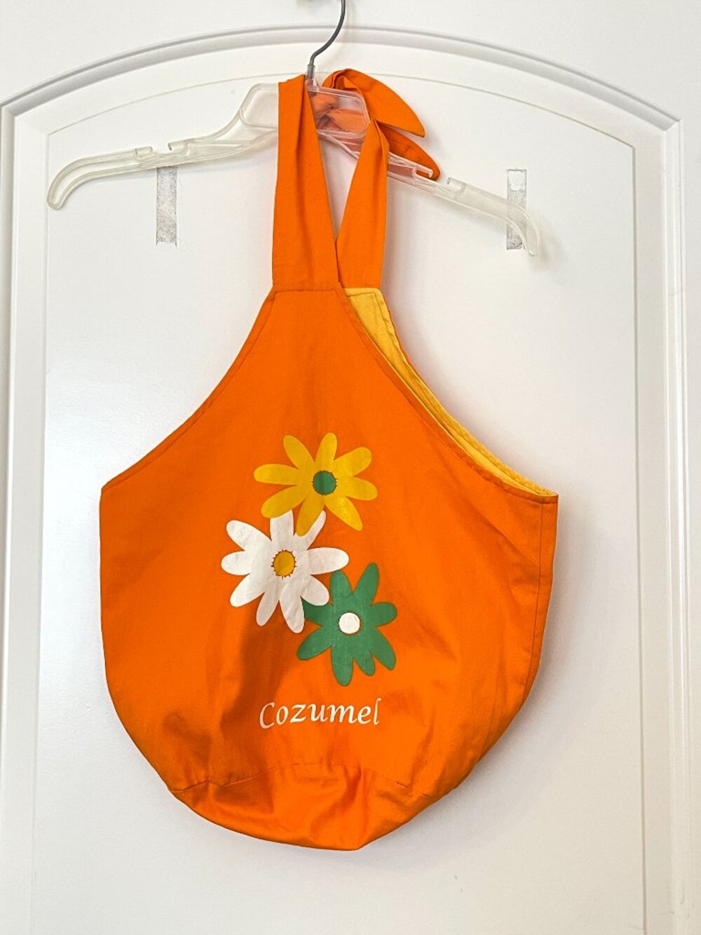 Cozumel Tote Bag Fabric Flowers Orange